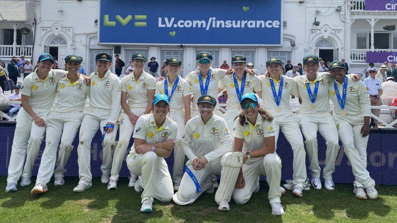 Australia Beat England by 89 Runs in Women's Ashes 2023 One-Off Test; Ashleigh Gardner Stars With Eight-Wicket Haul in Dominant Aussie Victory