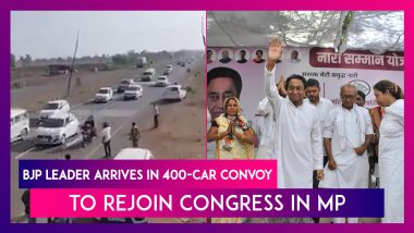 Madhya Pradesh: BJP Leader Baijnath Singh Arrives In Bhopal In 400-Car Convoy To Rejoin Congress Party