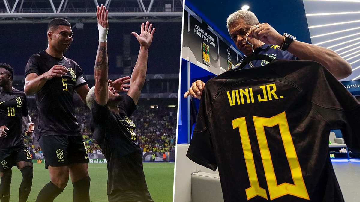 Vinicius Jr and Brazil Teammates Wear Black Jerseys During