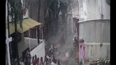 Mumbai Building Collapse Video: Two Killed, Five Injured After Part of Building's Balcony Collapses at St Braz Road Near Nanavati Hospital in Vile Parle