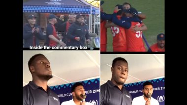 Carlos Brathwaite Left Stunned in Commentary Box as Netherlands Pull Off Shock Super Over Win Against West Indies in ICC World Cup 2023 Qualifier (Watch Video)