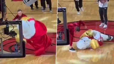 Conor McGregor Sends Miami Heat Mascot 'Burnie' to Hospital As Promotion for Pain-Relief Spray Goes Wrong During NBA Finals Halftime (Watch Video)