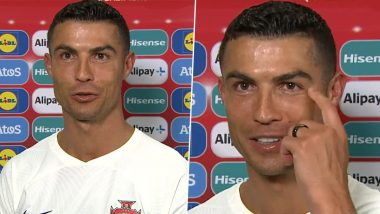 ‘Too Many Wrinkles’ Cristiano Ronaldo Hilariously Asks Cameraman Not to Get ‘Too Close’ After Portugal’s Victory Over Iceland in UEFA Euro 2024 Qualifiers (Watch Video)