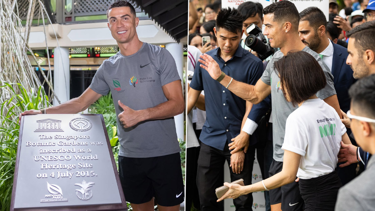 Cristiano Ronaldo Surrounded by Fans on His Visit to Botanic Gardens in Singapore; Al-Nassr Star Shares Pictures | ⚽ LatestLY