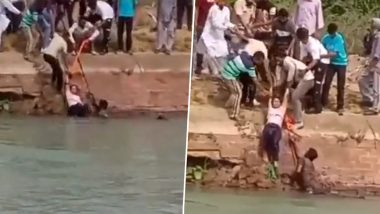 Indian Army Soldier Saves Drowning Girl Video: Sepoy DN Krishnan Risks His Life, Jumps Into Bhakra Canal to Rescue Teenager From Drowning