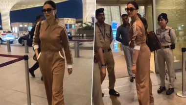 Deepika Padukone Looks Classy in Beige Tracksuit As Project K Actress Leaves for Hyderabad (Watch Video)