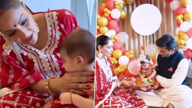 Bipasha Basu and Karan Singh Grover Share Precious Moments From Daughter Devi’s Mukhe Bhaat Ceremony (Watch Video)