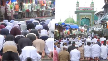 Eid-Ul-Adha 2023: Devotees in Mumbai, Delhi and Bhopal Offer Namaz at Dargah and Masjids on the Occasion of Bakrid (Watch Videos)