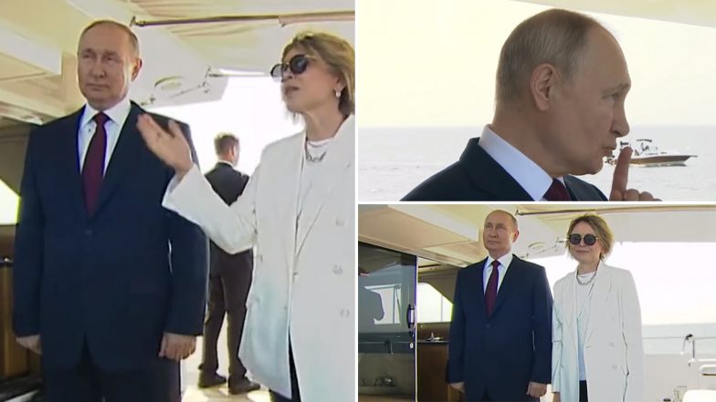 Vladimir Putin Asks Elena Ilyukhina To Stop Talking As Russia's National Anthem Plays During Flag Raising Ceremony in Saint Petersburg (Watch Video)