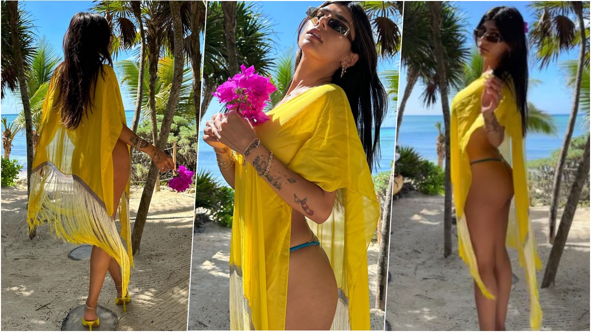 Narmada Xxx Com - Mia Khalifa Takes Over the Internet in Dental Floss Bikini on the Beach;  Know More About This Type of Swimwear | ðŸ‘— LatestLY
