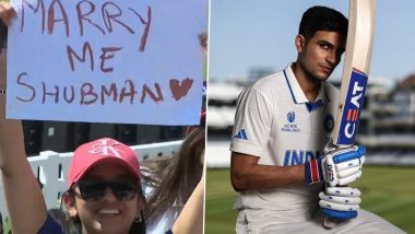 'Marry Me Shubman' Fan's Poster for Shubman Gill During Day 3 of IND vs AUS WTC 2023 Final Goes Viral! (See Pic)