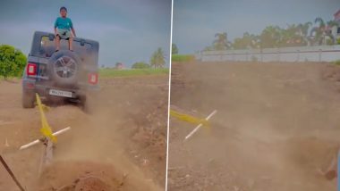 Maharashtra: Farmer Uses Thar Car to Plough His Field in Pune's Indapur Taluka, Video Goes Viral