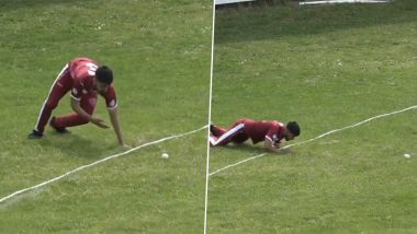 Fielder Hilariously Tries to Save Boundary Despite Going Over Rope During European Cricket Series Match, Leaves Commentators in Splits! (Watch Video)