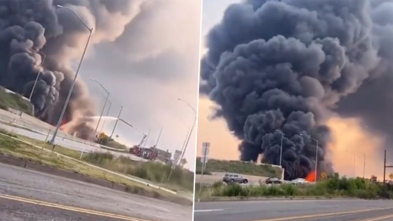 Fuel Tanker Blast in Philadelphia Video: Tanker Truck Explodes After Catching Fire on Highway, Overpass Collapses Due to Massive Explosion