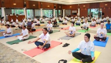 International Day of Yoga 2023: G20 Delegates Perform Yoga at Raj Bhavan in Goa; Governor PS Shreedharan Pillai, Ministers Join in (See Pics)