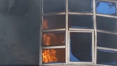 Ghaziabad Fire Videos: Two Feared Dead, Eight Rescued After Massive Blaze Erupts at Multi-Storey Building in Lal Bagh Colony