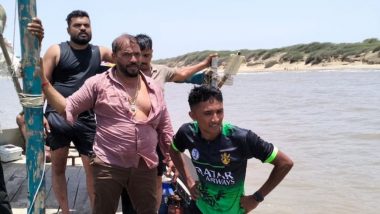 Gujarat BJP MLA Hira Solanki Saves Three Boys From Drowning Near Patwa Village, Watch Video as He Jumps Into Sea Risking His Life to Rescue Them