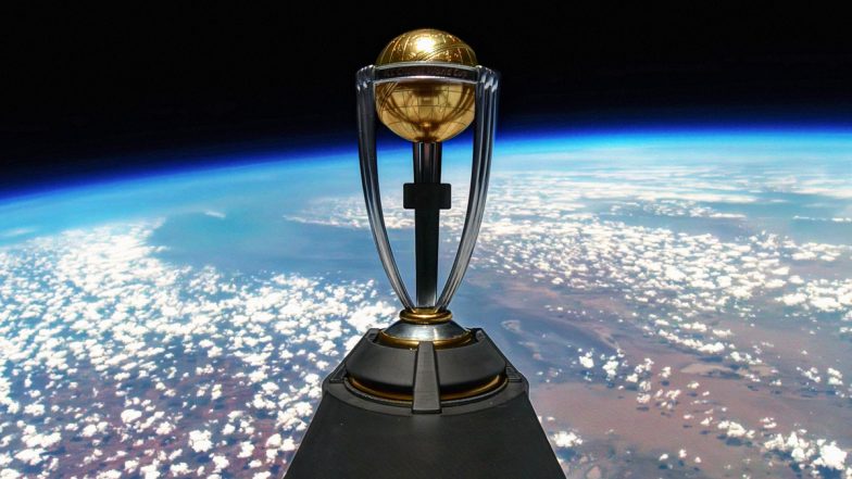 ICC Launches Men's Cricket World Cup 2023 Trophy Into Stratosphere, Set to Make Stunning Landing in Narendra Modi Stadium At Ahmedabad