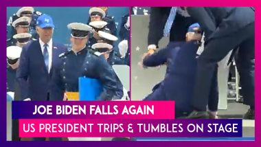 Joe Biden Falls Again: US President Trips & Tumbles On Stage At Air Force Academy Graduation Ceremony In Colorado