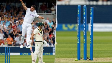 Bowled! Josh Tongue Breaks David Warner’s Leg Stump with Sensational Delivery during Day 1 of ENG vs AUS Ashes 2023 2nd Test (Watch Video)