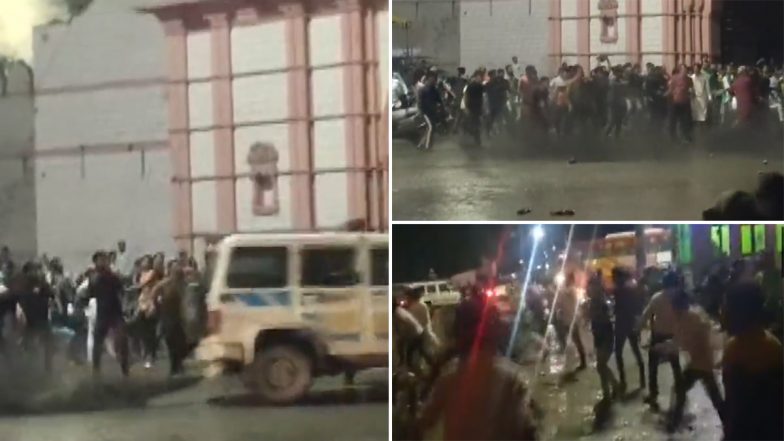 Junagadh Violence Video: Mob Pelts Stones, Clashes With Cops After Notice Served Over 'Illegal' Dargah in Gujarat