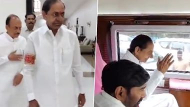 Telangana CM K Chandrasekhar Rao Leaves for Maharashtra in Bid to Expand His BRS Party's Footprint Into National Politics (Watch Video)