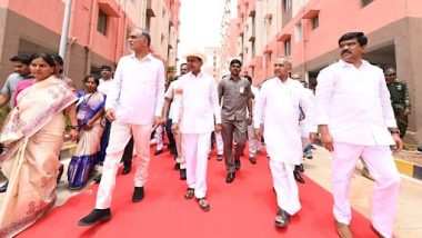 K Chandrasekhar Rao Inaugurates Asia's Largest Community Housing Project, Built by Telangana Government, in Kollur Village (See Pics and Video)