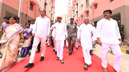 K Chandrasekhar Rao Inaugurates Asia's Largest Community Housing Project, Built by Telangana Government, in Kollur Village (See Pics and Video)