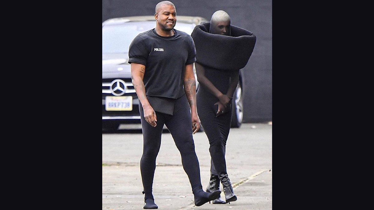 Kanye West rocks some leggings while 'wife' Bianca Censori opts