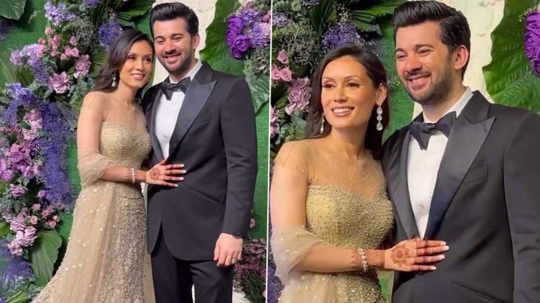 Newlyweds Karan Deol and Drisha Acharya Look Fashionable As They Pose for the Paps at Their Wedding Reception (Watch Video)