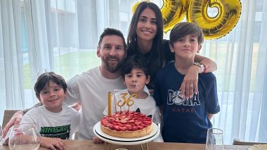 Lionel Messi Celebrates His 36th Birthday With Wife Antonela Roccuzzo and Kids, Shares Adorable Frame Together (See Pic)