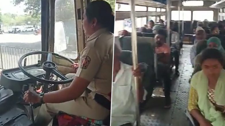 Madhavi Salve Creates History, Becomes First Female Driver To Drive MSRTC Bus on Nashik-Sinnar Route (Watch Video)