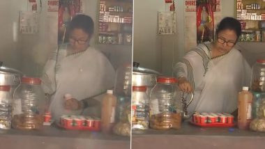 Mamata Banerjee Making Tea Video: West Bengal CM Makes and Serves Tea to People at Stall in Jalpaiguri's Malbazar While Campaigning for Panchayat Elections