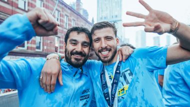 Manchester City Celebrate Winning Treble of Major Trophies With Open-Top Bus Parade in Rain (See Pics and Videos)