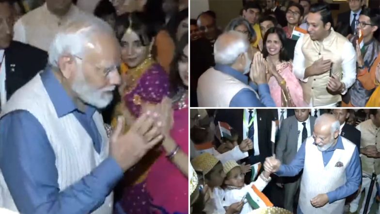 Modi Modi Chants in Egypt Video: PM Narendra Modi Receives Warm Welcome From Members of Indian Community Outside a Hotel in Cairo