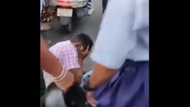 Ahmedabad Shocker: Female Students Thrash Serial Harasser With Belts Near Balubhai Cross Roa (Watch Video)