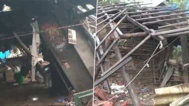 House Collapse in Gujarat Video: 'Kutcha' House Collapses in Navsari After Heavy Rainfall, No Casualty Reported