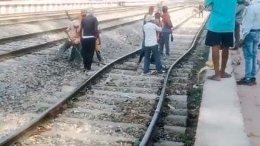 Train Accident Averted in Uttar Pradesh: Railway Tracks at Nigohan Railway Station in Lucknow Melt and Spread Due to Intense Heat After Nilanchal Express Passes Through (Watch Videos)