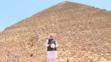 PM Modi at Great Pyramid of Giza VIDEO: Indian Prime Minister Tours Egypt's Iconic Pyramids (Watch)
