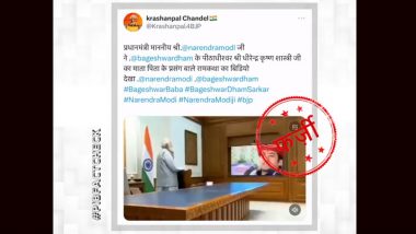 Did PM Narendra Modi Watch Bageshwar Dham Sarkar Aka Dhirendra Shastri's Video on TV? Morphed Clip of Prime Minister Goes Viral, PIB Fact Check Reveals the Truth