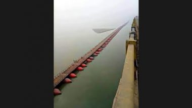 Bihar Bridge Collapse: Pipa Pul Bridge Connecting Hajipur With Raghopur Village Washed Away in Ganges (Watch Video)