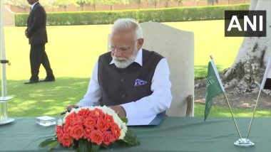 PM Modi in Egypt: Prime Minister Narendra Modi Visits Heliopolis War Cemetery in Cairo to Pay Respects to Indian Soldiers Who Laid Down Their Lives During WW I (Watch Video)