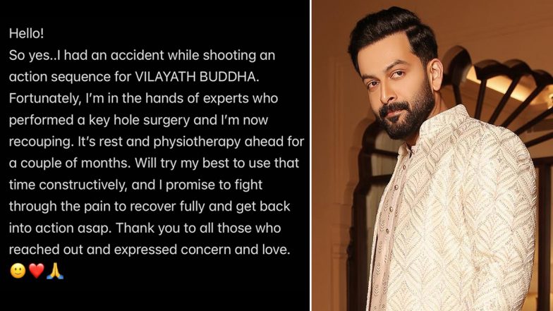 Prithviraj Sukumaran Health Update: Actor Confirms Undergoing Surgery Post Accident, Reveals He's Recouping (View Post)