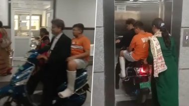 Rajasthan Shocker: Distraught Father Takes Injured Son Into Hospital Lift on Scooter Due to Non-Availability of Wheelchair, Photos and Video Go Viral