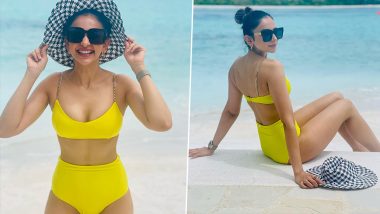 Rakul Preet Singh Serves Major Beach Style Goals in a Neon Bikini Set and Moiré Hat! See Actress’ Sexy Pics From Her Vacay in Maldives