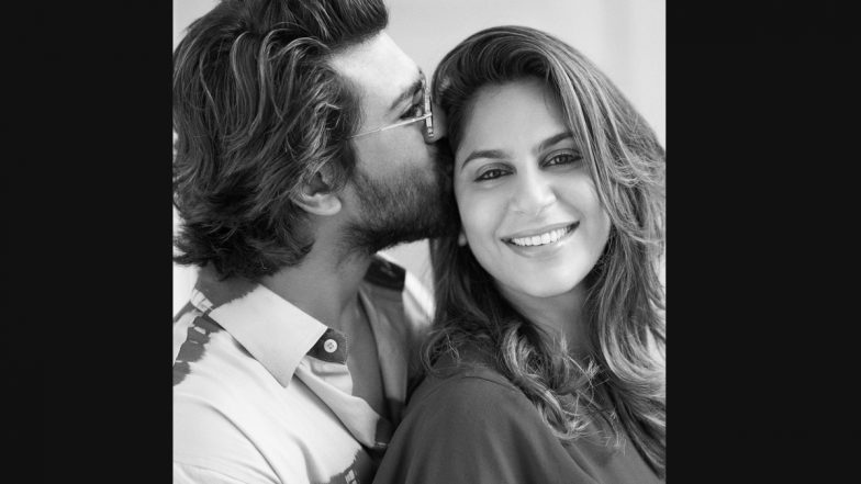 Ram Charan Kisses Wifey Upasana Kamineni Konidela in This Monochrome Pic, Wishes Her With the Sweetest Message on Their 11th Wedding Anniversary