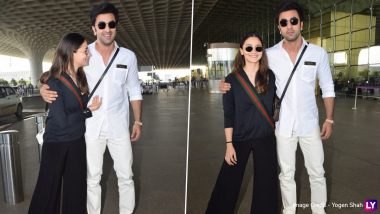 Paparazzi Calls Ranbir Kapoor ‘Jija’ and Praises His Clean-Shaven Look As He Gets Clicked With Alia Bhatt at Mumbai Airport (Watch Video)