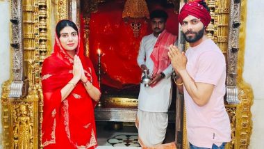 Ravindra Jadeja Visits Ashapura Temple with Wife Rivaba Ahead of India’s Tour of West Indies 2023 (See Pic)