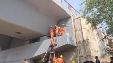 Bihar: 12-Year-Old Child Gets Trapped in the Foot of a Bridge Built in Rohtas District, Rescue Operation Underway (Watch Video)