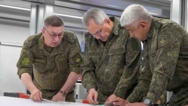 Russian Defence Minister Sergei Shoigu Makes First Public Appearance Since Wagner Group's Revolt, Seen Meeting Troops in Ukraine (Watch Video)